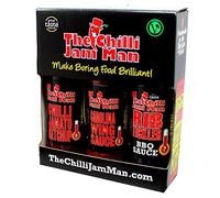 The Chilli Jam Man Hot Box - Set Of 3 Chilli BBQ Sauces - Hot Jamato, Rib Tickler & Carolina Wing In Gift Pack
