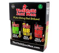 The Chilli Jam Man Smoky Box - Set Of 3 Chilli BBQ Sauces - Mild Medium Hot BBQ Condiments In Gift Box