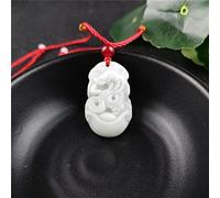 The Chinese Zodiac Carved Jade Pendant Necklace Charm Jewellery Fashion Women Accessories Lucky Amulet Gifts (Gem Color : Snake)