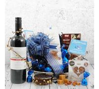 The Christmas Carol Wine Hamper | Festive Red Wine Gift Basket with Brandy Christmas Pudding & Award-Winning Treats | Reusable White Wicker Basket