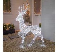 The Christmas Centre 1.35m Acrylic Outdoor Light Up Reindeer Stag With Warm White and White LEDs