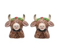 The Christmas Gift Co. Ceramic Salt & Pepper Shaker - Highland Cow in Brown The Christmas Gift Co. Brown