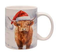 The Christmas Gift Co. Christmas Highland Cow Mug in White The Christmas Gift Co. White