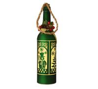 The Christmas Gift Co. Regal Tidings Glass LED Bottle - Christmas Windows Green The Christmas Gift Co. Green