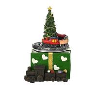 The Christmas Gift Co. Regal Tidings Light Up Christmas Tree with Rotating Train in Green The Christmas Gift Co. Green