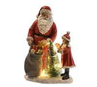 The Christmas Gift Co. Regal Tidings Santa & Child Scene Figurine with LED The Christmas Gift Co. Multicolor