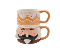 The Christmas Gift Co. Santa & Friends Ceramic Gingerbread Nutcracker Stacking Mugs The Christmas Gift Co. Multicolor
