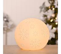 The Christmas Gift Co. White Porcelain Ball Lamp with Snowflake Design The Christmas Gift Co. White