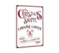 The Christmas Shop Candy Canes Coffee and Cocoa Metal Tin Sign for Kitchen Bakery Cafe Coffee Store Wall Decor 8x12 inch