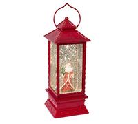 The Christmas Workshop 2 LED Water and Glitter Santa Lantern Red