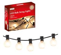 The Christmas Workshop 25 Warm White LED Globe String Lights | 8m Connectable Christmas Lights, IP44 Rated for Indoor and Outdoor Use, Shatterproof Plastic Bulbs, Connect Up to 3 Sets