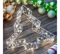 The Christmas Workshop 36cm LED Christmas Tree Frame with 30 White LEDs | Clear Acrylic Bead Chains, Battery Operated Freestanding or Hanging Ornament with 6-Hour Timer, Requires 2 x AA Batteries