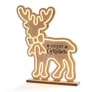 The Christmas Workshop 41cm Reindeer Christmas Decoration / 246 LEDs | Freestanding with Merry Christmas sign, neon-effect white LEDs, USB powered