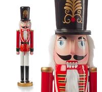 The Christmas Workshop 60cm Wooden Nutcracker/Classic Handcrafted Christmas Decoration in Traditional Festive Colours 74359