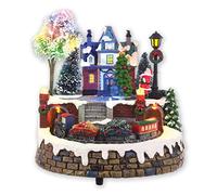 The Christmas Workshop 70840 Animated Musical Village/Light Up Christmas Decoration/Multi-Coloured LED Lights/Plays 8 Different Classic Christmas Songs / 24cm x 20cm x 20cm