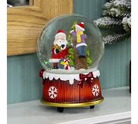 The Christmas Workshop 70949 Traditional Musical Santa & Kid Snowglobe