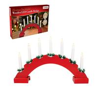 The Christmas Workshop 71189 Red Arched Wooden Candle Bridge / 7 LEDs