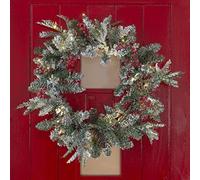 The Christmas Workshop 71239 Premium 60cm Pre-Lit Christmas Wreath/Indoor or Outdoor Christmas Decoration/Warm White LEDs/Pinecones and Berry Finishes