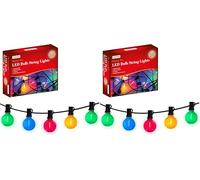 The Christmas Workshop 73719 LED Globe String Lights / 25 x Outdoor Christmas Lights / IP44 Waterproof/Connectable Design/Multi-Coloured Light Colour (Pack of 2)