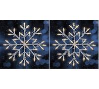 The Christmas Workshop 77700 White Snowflake Christmas Light / 35 Warm White LED Lights/Indoor Christmas Decorations/Timer Mode/Battery Operated / 33cm x 33cm x 1.5cm (Pack of 2)