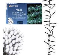 The Christmas Workshop 78470 960 Bright White LED Chaser Cluster Christmas Lights | Indoor and Outdoor Fairy Lights | 13.9 Metres | 8 Light Modes | Christmas, Weddings & Gardens