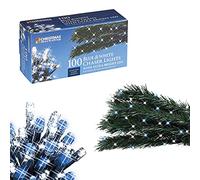 The Christmas Workshop 78580 100 Blue & White LED Chaser Christmas Lights/Indoor or Outdoor Fairy Lights / 6.9 Metres / 8 Light Modes/Great for Christmas, Weddings & Gardens