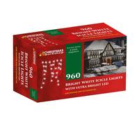 The Christmas Workshop 79040 960 Icicle LED Outdoor Christmas Lights - 22.9m, 960 Bright White LEDs, 8 Modes, Indoor/Outdoor