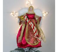 The Christmas Workshop 82000 Angel Tree Topper With Red & Gold Dress