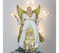 The Christmas Workshop 82050 Angel Tree Topper With Cream & Gold Dress