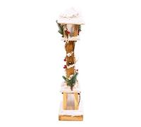 The Christmas Workshop 82690 Snow Topped Wooden Lamppost / 10 Warm White LED Lights/Indoor Christmas Decorations/Frosted Star Windows/Battery Powered / 60cm x 13cm x 13cm