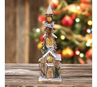 The Christmas Workshop 82730 Snow Topped Church | 3 Tier Indoor Christmas Decoration | 10 Warm White LED’s | Battery Powered | 75cm x 19cm x 12cm, Wood, 75cm Wooden House