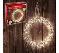 The Christmas Workshop 89060 Crystal Gem Wreath Light / 100 Warm White LEDs / 16 Inch Diameter/Battery Operated/Hanging Ribbon Included/Silver Frame Colour/Static Christmas Lighting