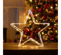 The Christmas Workshop Acrylic Led Christmas Star Light - Mixed Led Christmas Decorations - 6 Hour Timer - Battery Operated