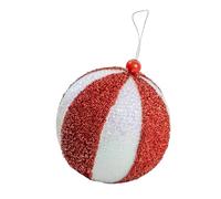 The Christmas Workshop Candy Cane Swirl Tinsel Decorations/Red and White Assorted Festive Christmas Tree Ornaments (1, Ball)