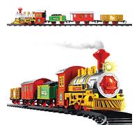 The Christmas Workshop Christmas Train Set, 330 cm Track, Lights & Realistic Sounds, Battery-Operated, 14-Piece Set (Engine + 3 Carriages + 10 Track Pieces) - Fits Under Your Christmas Tree