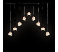 The Christmas Workshop 73019 3D Star Curtain Lights / 9 Warm White LED Lights / 6 Hour Timer / V-Shape Christmas Window Lights / Battery Operated