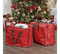 The Christmas Workshop Decoration and Christmas Tree Storage Bags/Moisture and Dust Proof/Large Capacity with Zipper/Transport and Store Ornaments (2pcs Decoration Storage Bags)