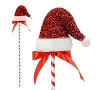The Christmas Workshop Festive Stem Decoration/Red and White Candy Cane or Santa Hat Design with Bow/Christmas Novelty Decoration (Santa Hat, 50 x 15 cm)