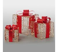 The Christmas Workshop Large Light-Up Gold & Red Gift Boxes