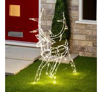 The Christmas Workshop Light-Up LED Prancing Reindeer for Garden, Outdoor Christmas Decoration Light, 110 Warm White LED Lights, Mains Operated, Waterproof, 72cm x 59cm x 70cm