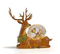 The Christmas Workshop Light-Up Snow Globe/Festive Design with Swirling Glitter and Warm White LED Glow/Battery or Mains Powered (Reindeer)