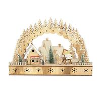The Christmas Workshop Light Up Wooden Festive Scenes/Indoor Christmas Decorations/Warm White LEDs/Hand Crafted (Christmas Village Scene)