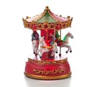 The Christmas Workshop Musical Carousel with Rotating Fairground Design | 9 Multicolour LEDs, 8 Christmas Carols, Battery Operated, 18.5 x 13 x 13cm, Requires 3 x AA Batteries