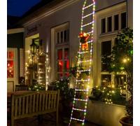 The Christmas Workshop Santa Climbing Ladder Decoration / 3 Metre Height / 8 Lighting Modes/Multicoloured Outdoor Christmas Lights (74559)