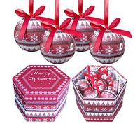 The Christmas Workshop Set of 14 Christmas Baubles/Various Festive Designs/Gift Boxed Christmas Tree Decorations / 7.5cm Diameter Baubles (Red & White Nordic)