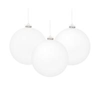 The Christmas Workshop Set Of 3pcs 15cm Traditional Matt Baubles/Elegant Festive Designs/Christmas Tree Decorations with Hanging String (White)