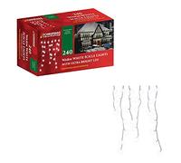 The Christmas Workshop Warm White Icicle LED Christmas Lights/Mains Powered with 8 Functions/Indoor or Outdoor Fairy Lights for Home, Weddings and Gardens (240)