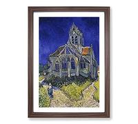 The Church at Auvers-Sur-Oise Framed Print | A2 Walnut Framed Wall Art | Ready to Hang | Modern Religious Picture | Living Room Bedroom Lounge Office