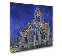 The Church at Auvers sur Oise, View from the Chevet by Vincent van gogh Canvas Print | Gallery Wrapped 30mm Frame Wall Art | 14x14 inches | Ready to Hang | Impressionist Cityscape Picture