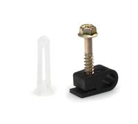 THE CIMPLE CO Ribbed Plastic Conical Wall Anchors and Cable Screw Clips for Stucco, Brick, Concrete, Drywall, and Similar Siding Materials - Kit of 100 Screw Clips and 100 Anchors, Black